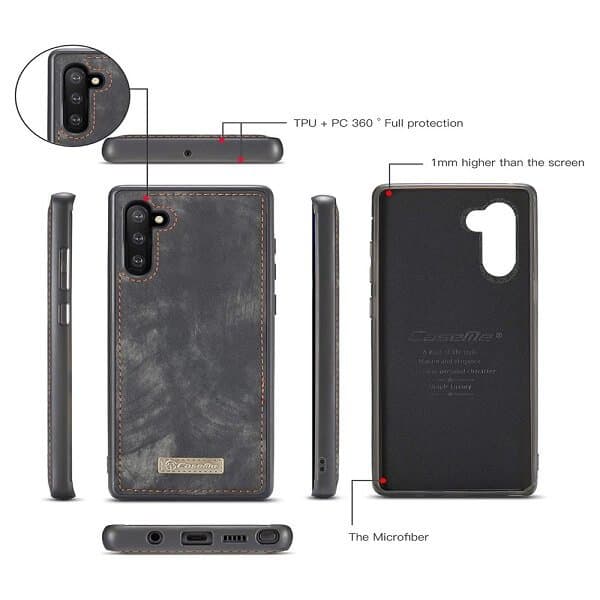 CaseMe For Samsung Galaxy Note 10 Zipper & Detachable Retro Leather Pouch With Chain Wallet Flip Purse Bag Detachable Phone Case Cover (Black) CaseMe For Samsung Galaxy Note 10 Zipper & Detachable Retro Leather Pouch With Chain Wallet Flip Purse Bag Detachable Phone Case Cover (Black)